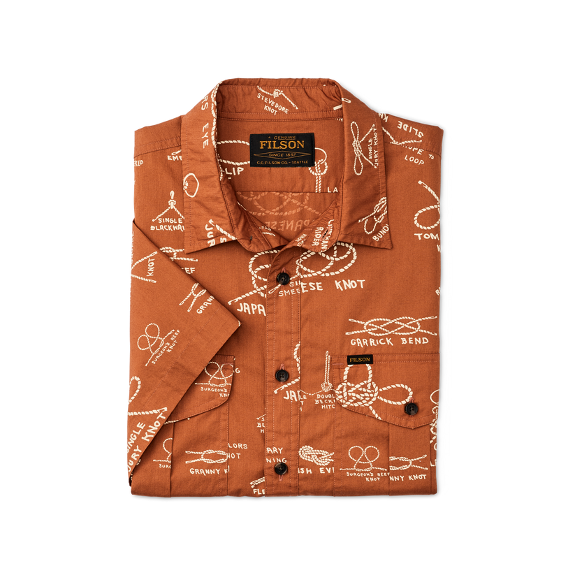 Filson's Washed Short Sleeve Feather Cotton Shirt folded