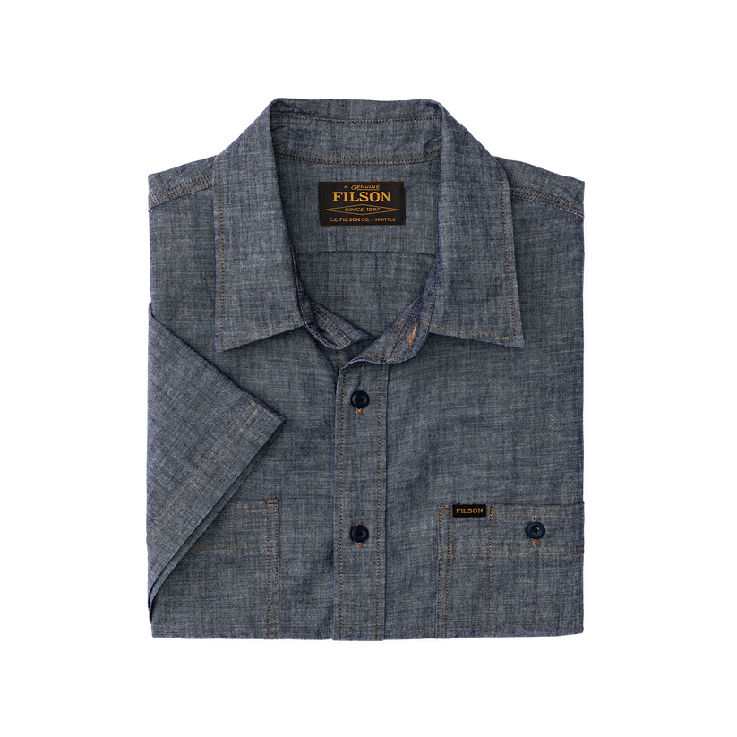 Filson Short Sleeve Chambray Shirt folded