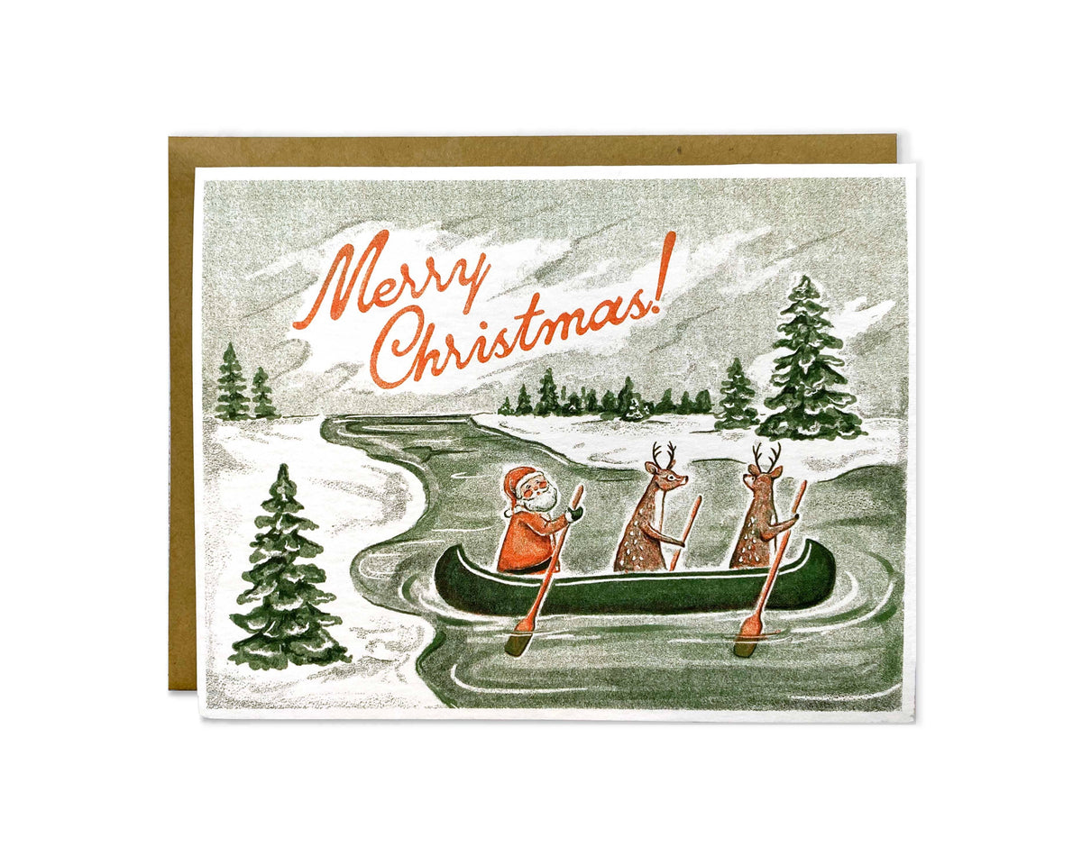 Christmas Canoe Greeting Card