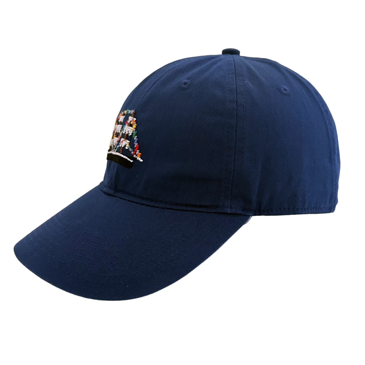 Side angle of the Jose Gasparilla Hat by Smathers & Branson showing needlepoint design and premium cotton twill craftsmanship.