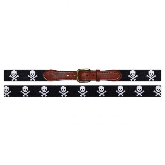 Smathers and Branson Jolly Roger Needlepoint Belt Black 2