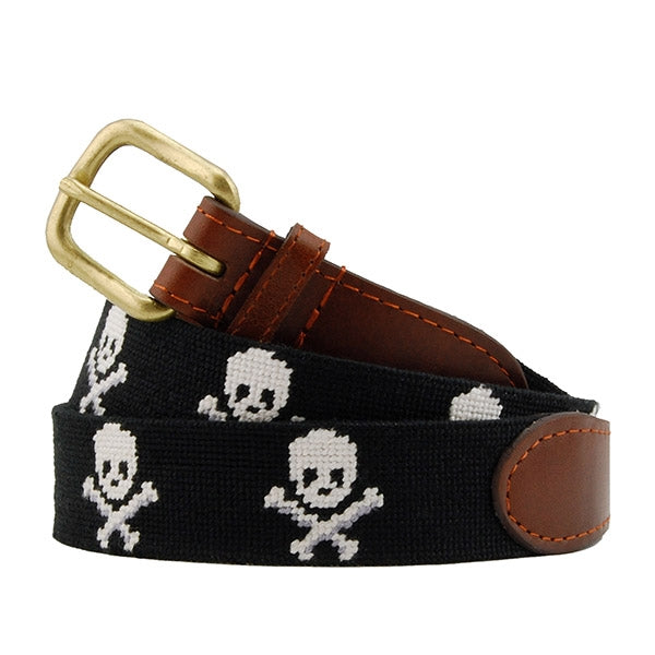 Smathers and Branson Jolly Roger Needlepoint Belt Black 1 