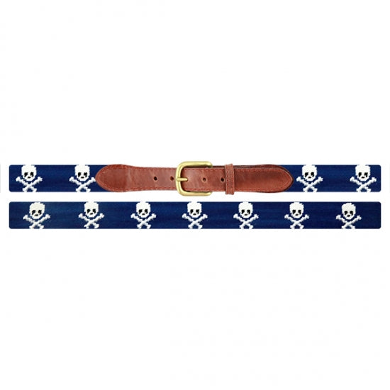 Smathers and Branson Jolly Roger Needlepoint Belt Blue 2